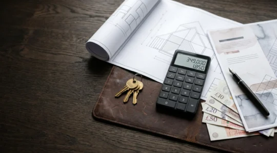 Strategic property investment financial planning concept with UK buy-to-let mortgage documentation