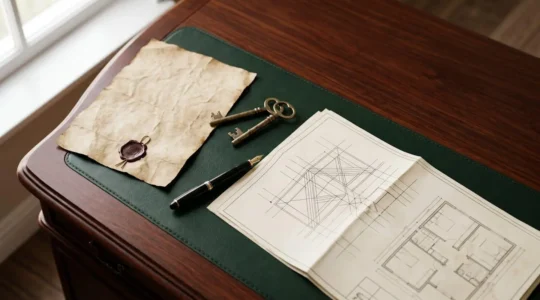 Estate planning documents and property portfolio strategy concept representing UK inheritance tax mitigation