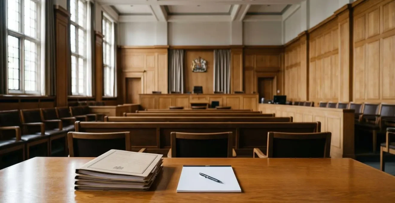 Professional scene depicting landlord possession proceedings with legal documentation and court preparation in the UK
