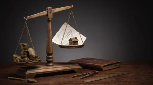 Editorial photograph showing mortgage equity concepts through symbolic elements representing financial balance and growth