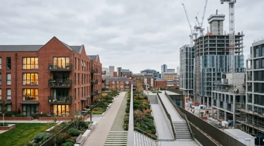 Conceptual representation of UK property investment strategies comparing yield and capital growth