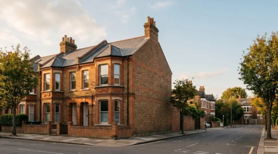 Victorian terrace house exterior detail showing traditional architecture and maintenance planning elements